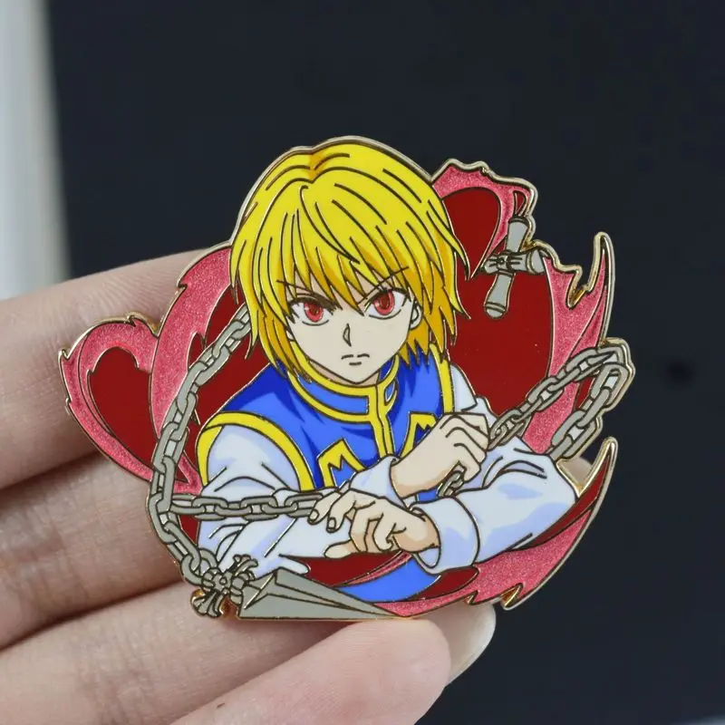 New Anime Hunter X Hunter Enamel Pins Kurapika Chrollo Hisoka Gon Killua Metal Badge Backpack Accessory Lapel Pin view 5