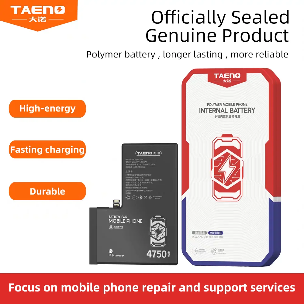 Batteria TAENO per iPhone 14 13 Pro Max 12 Plus 11 X Xs Xr 8Plus 7 8 6sPlus Sostituzione ai polimeri di litio Bateria Real-alta capacità