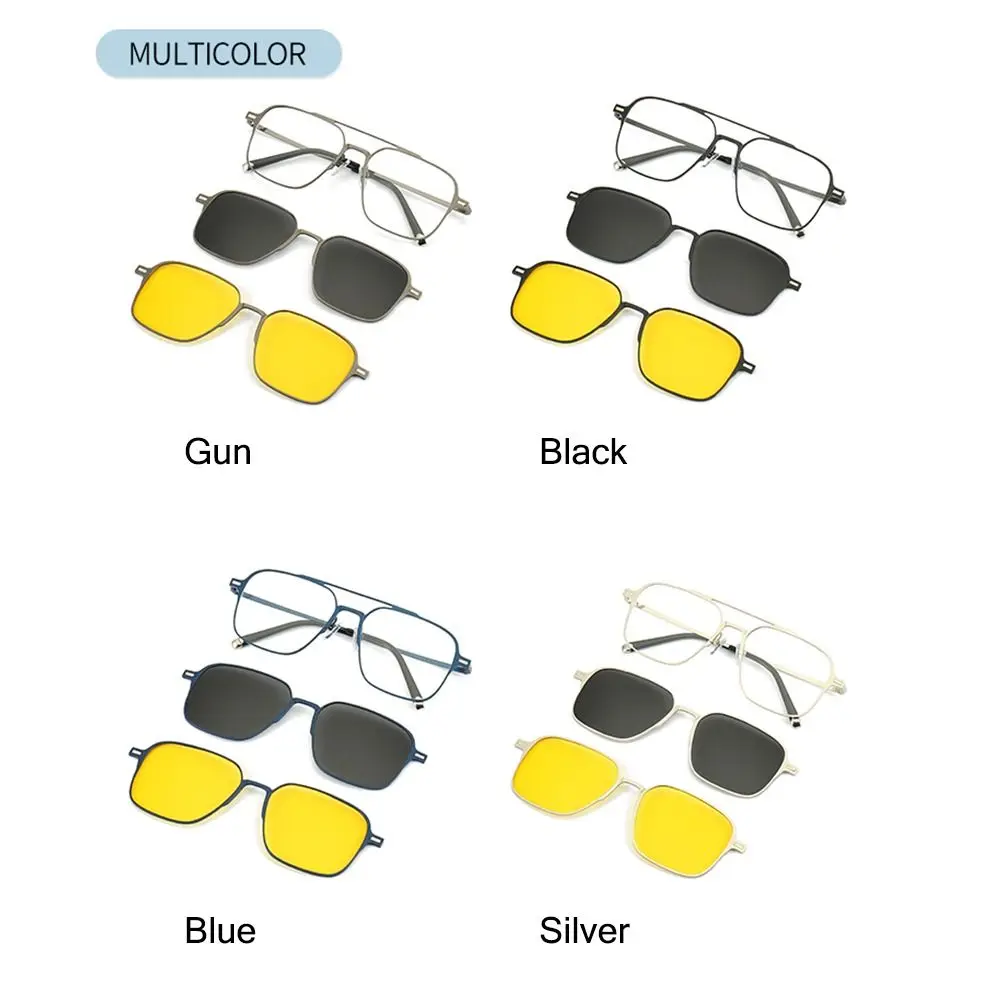 Glasses Clips Magnetic Glasses Night Vision 3 In 1 Glasses Anti Blue Light Glasses  with Magnet Clip On Sunglasses