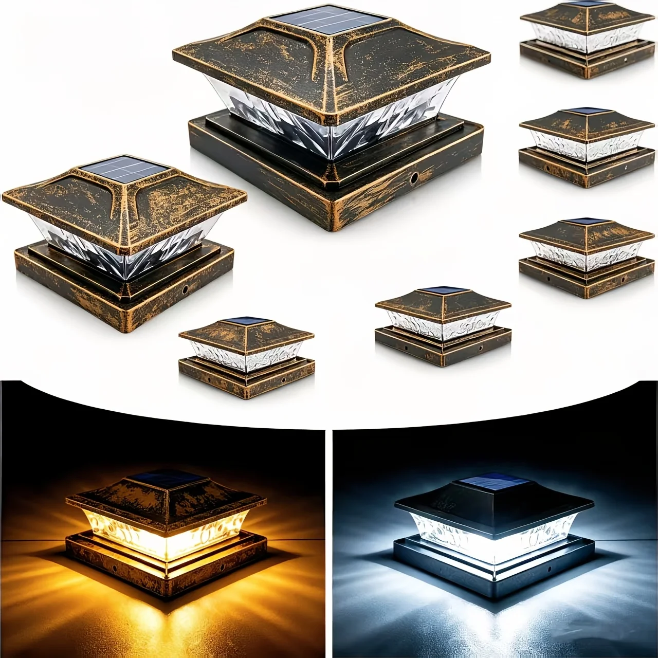 

4/6/8/12 Pack Solar Post Cap Lights, 2 Mode Bright Solar Post Lights Outdoor IP54, Outdoor Post Lights Solar Powered Deck Lights for 4X4 4.5X4.5 5X5 Posts in Garden Decorlm2900