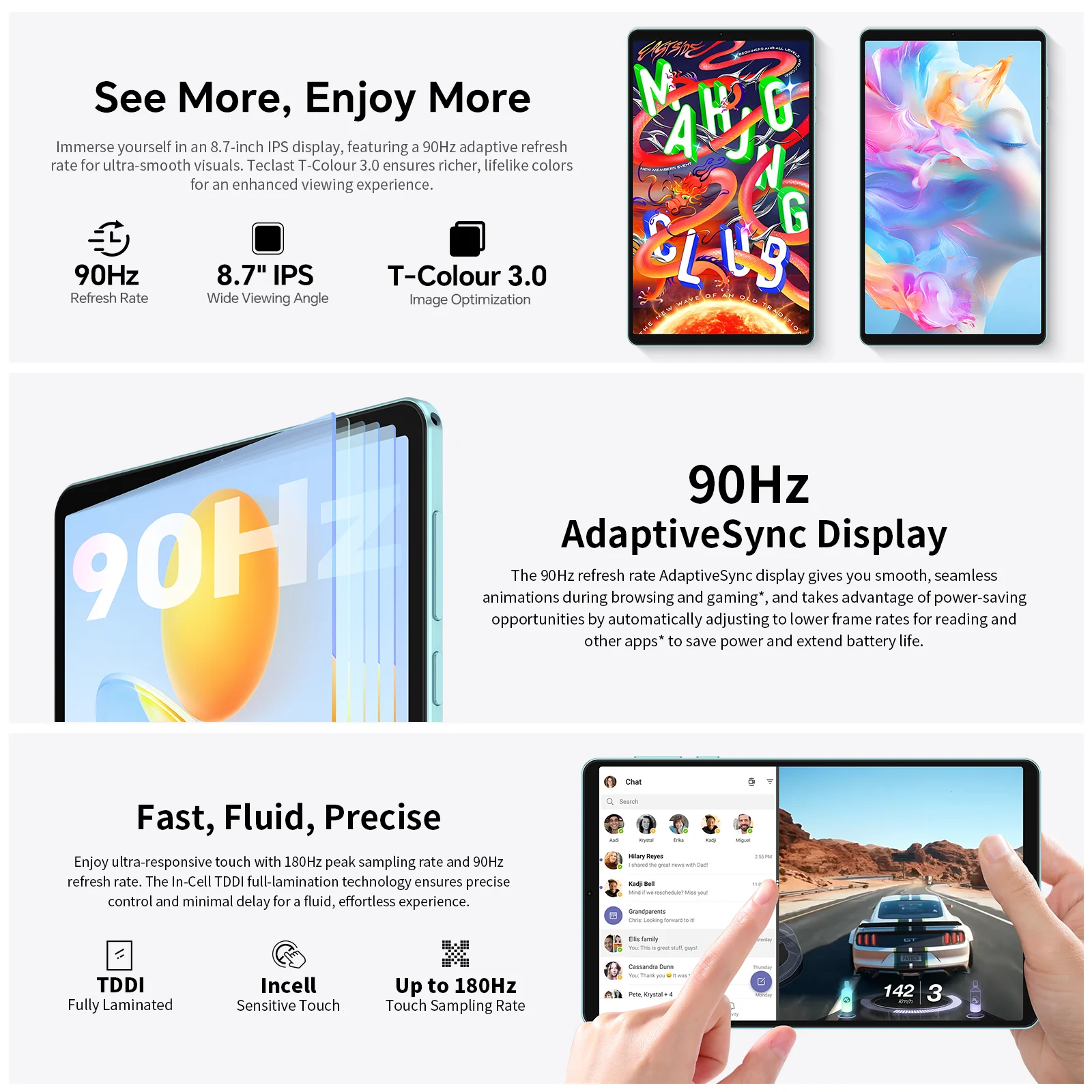Teclast P50 Mini Tablet Android 15 8.7"IPS 90Hz 12GB(4GB+8GB Espansione)RAM 128GB ROM T606 8 Core 5000mAh GPS Widevine L1 Type-C