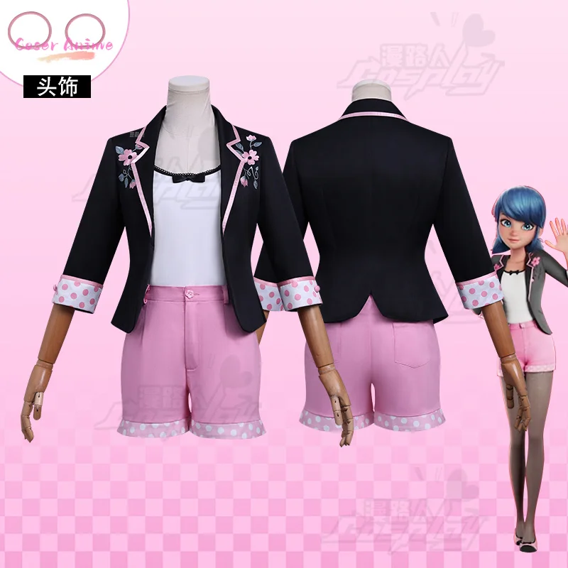 영화 Marinette Dupain-Cheng LadyBug 6 코스프레 의상 유니폼 할로윈 카니발 파티 크리스마스 역할 놀이 의류 의류