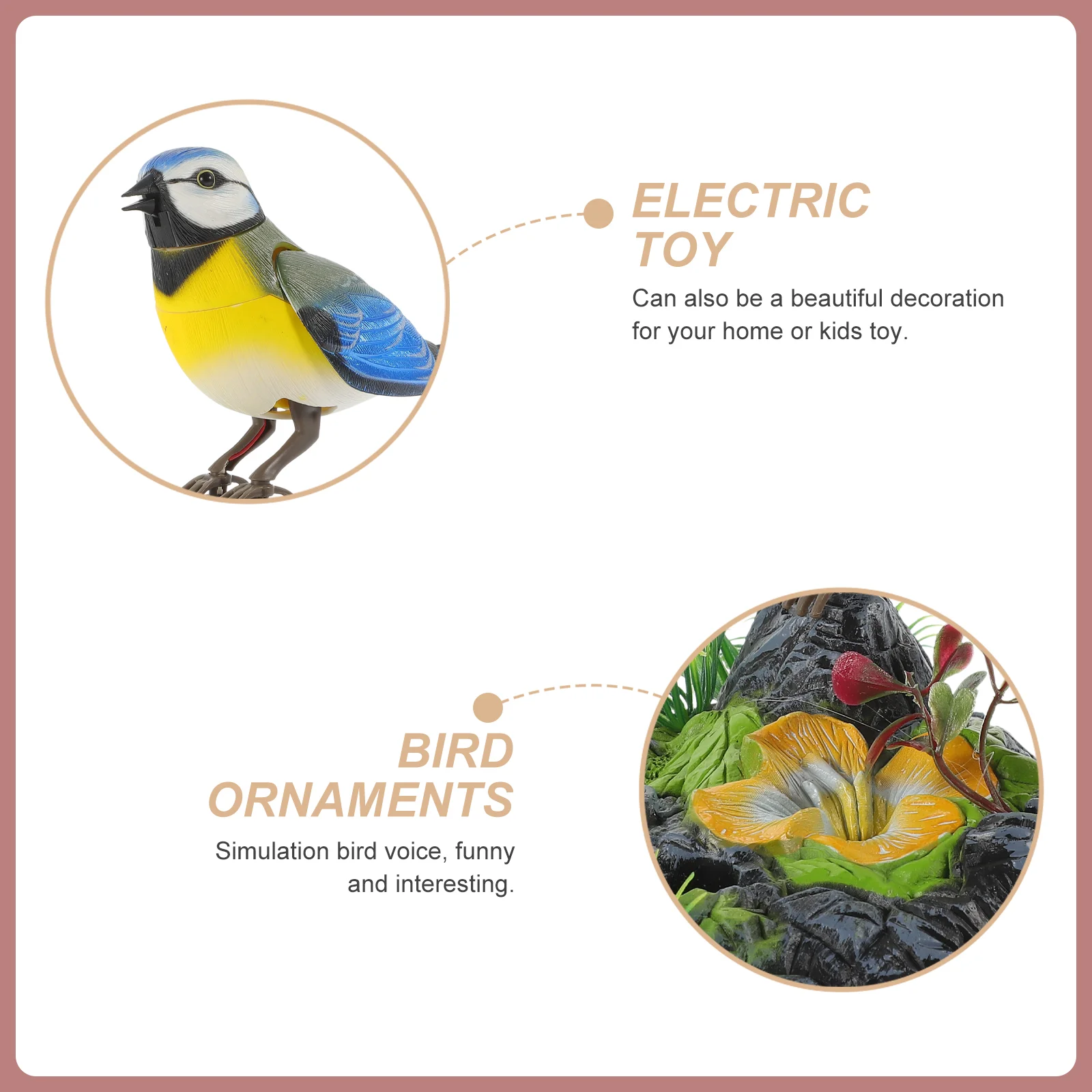 Electric Bird Voice Decor Small Artificial Singing Cage Ornament Statue Imitation