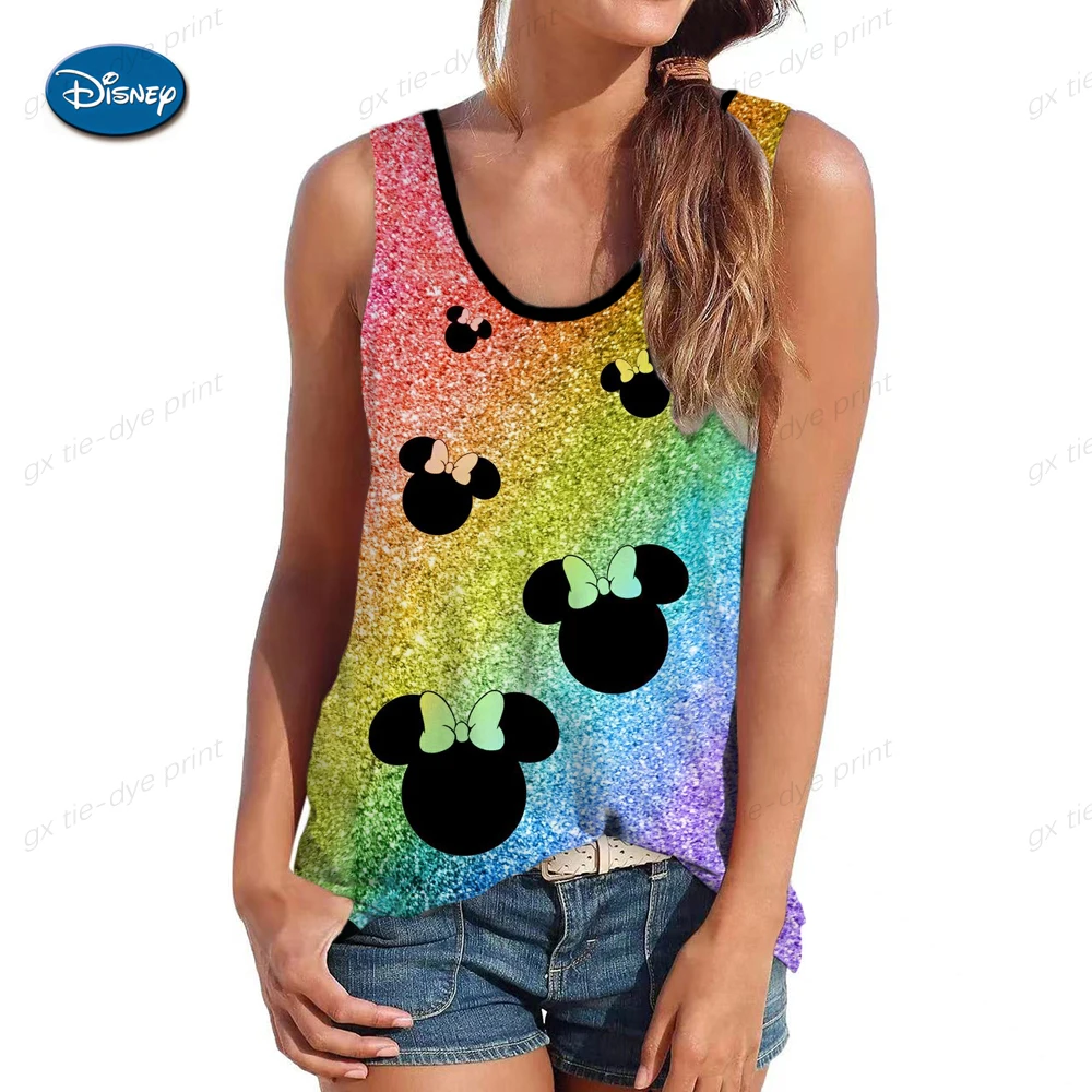 Disney kawaii engraçado regata mickey camiseta colete minnie mouse camiseta feminina roupas femininas kawaii tshirt