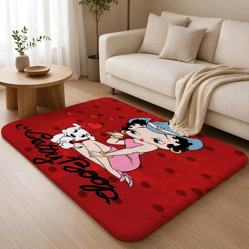 B-BettyS B-boop Floor Mat Flannel Rug Non Slip Absorbent Soft Washable For Entryway Hallway Bathroom Kitchen Decor