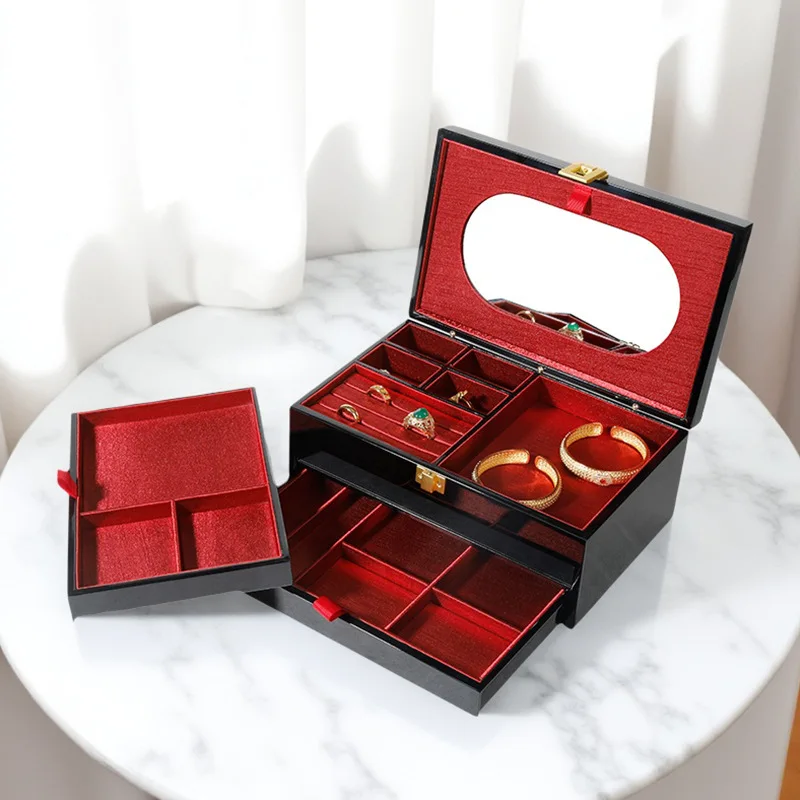 Drawer Jewelry Necklace Box Exquisite Bracelet Organizer Cases Wedding Jewellery Storage Case Household Rings Display Boxes