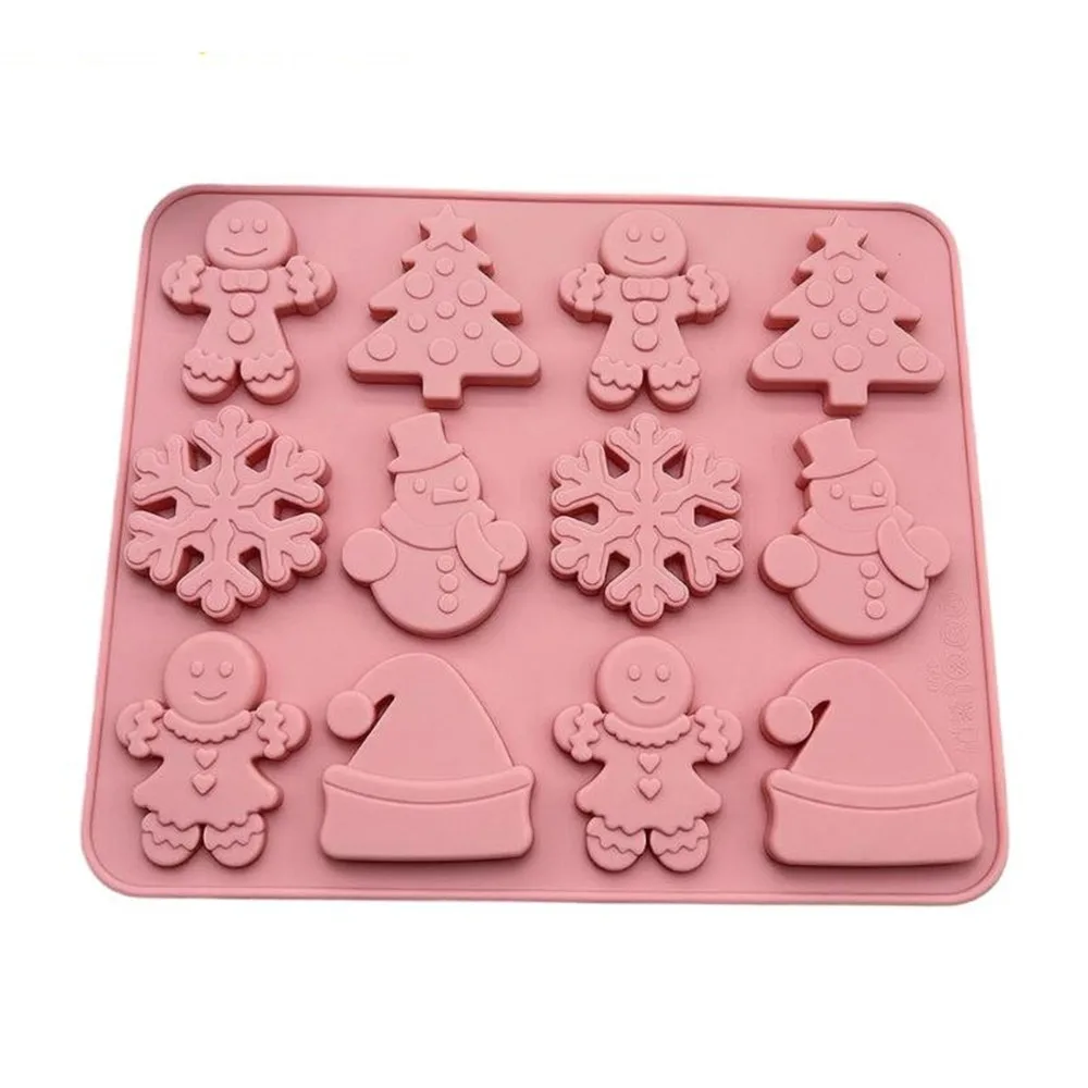 New Gingerbread Man Christmas Baking Mold Non-Stick DIY Craft Silicone Mold Santa Claus 12/15/16 Hole Ice Treat Mold Christmas
