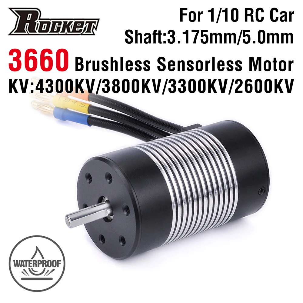 Rocket 3660 Waterproof Brushless Sensorless Motor 4300KV 3800KV 3300KV 2600KV for 1/10 Tamiya GTR Traxxas HSP Lexus RC Car