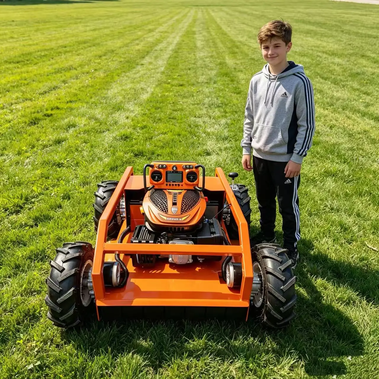 

Customized small remote-controlled 4WD robot lawn mower, 500mm cutting width, easy to operate, remote control available.