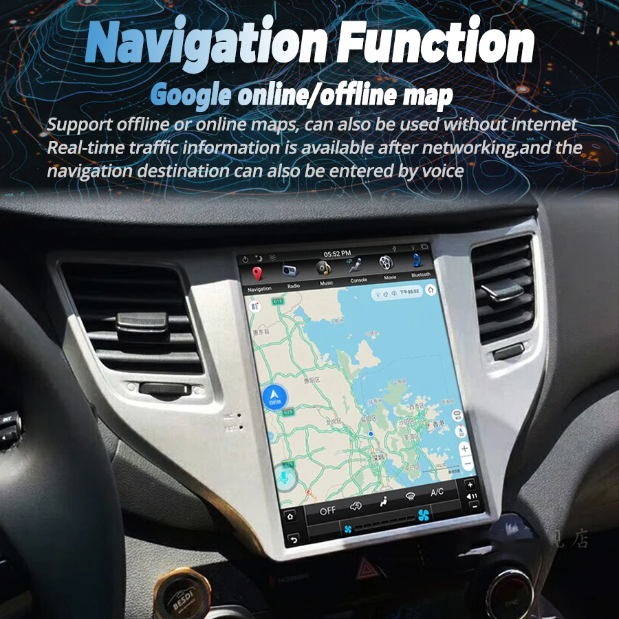 9.7inch Android 14 Vertical Screen For Hyundai Tucson 2017 2016 Car Radio Multimedia Video Player DSP GPS Navigation 2Din Stereo