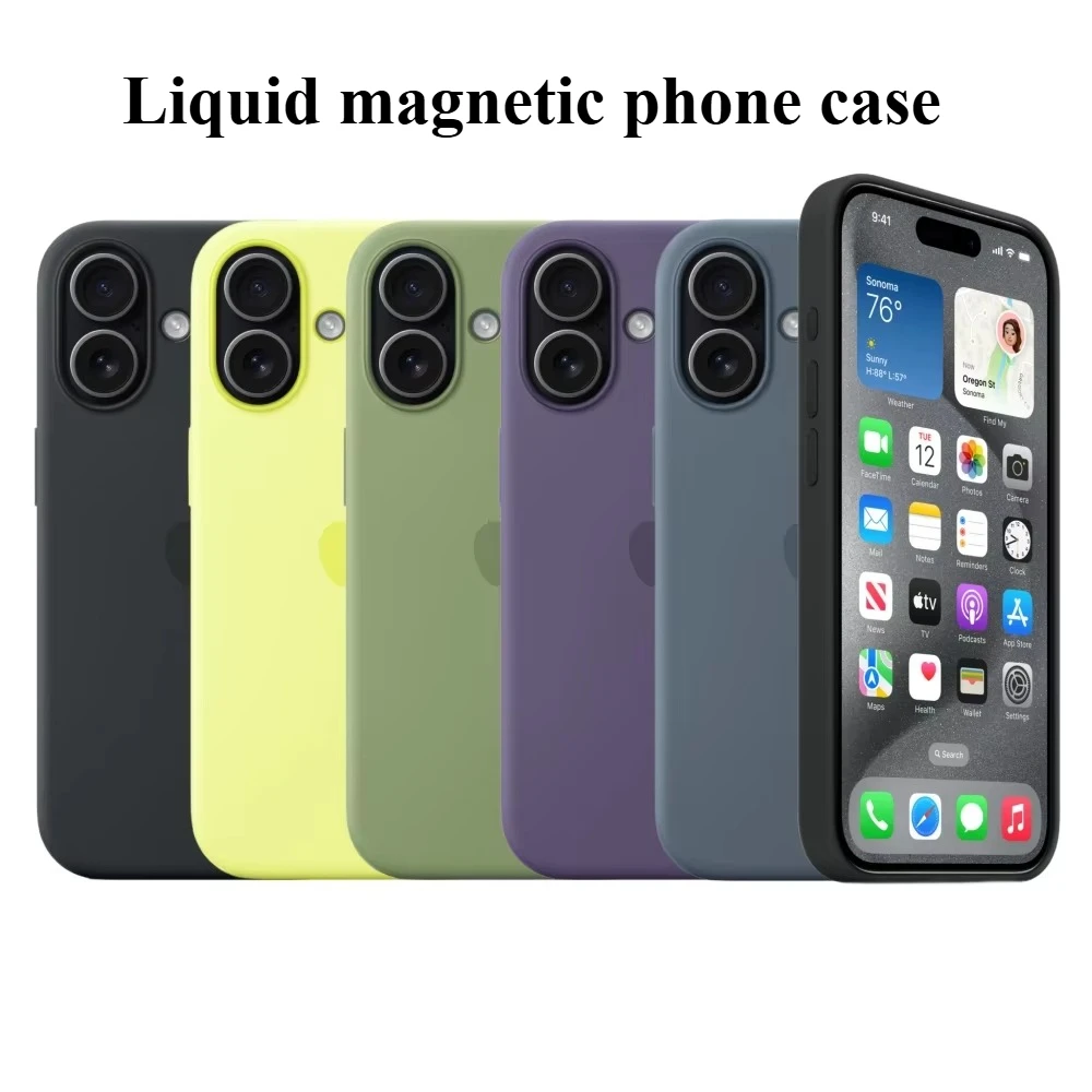 Étui Magsafe en Silicone liquide d'origine pour Apple IPhone 17 13 15 16 14 Pro Max sans fil 15 16 Plus 17 couverture souple magnétique aérienne