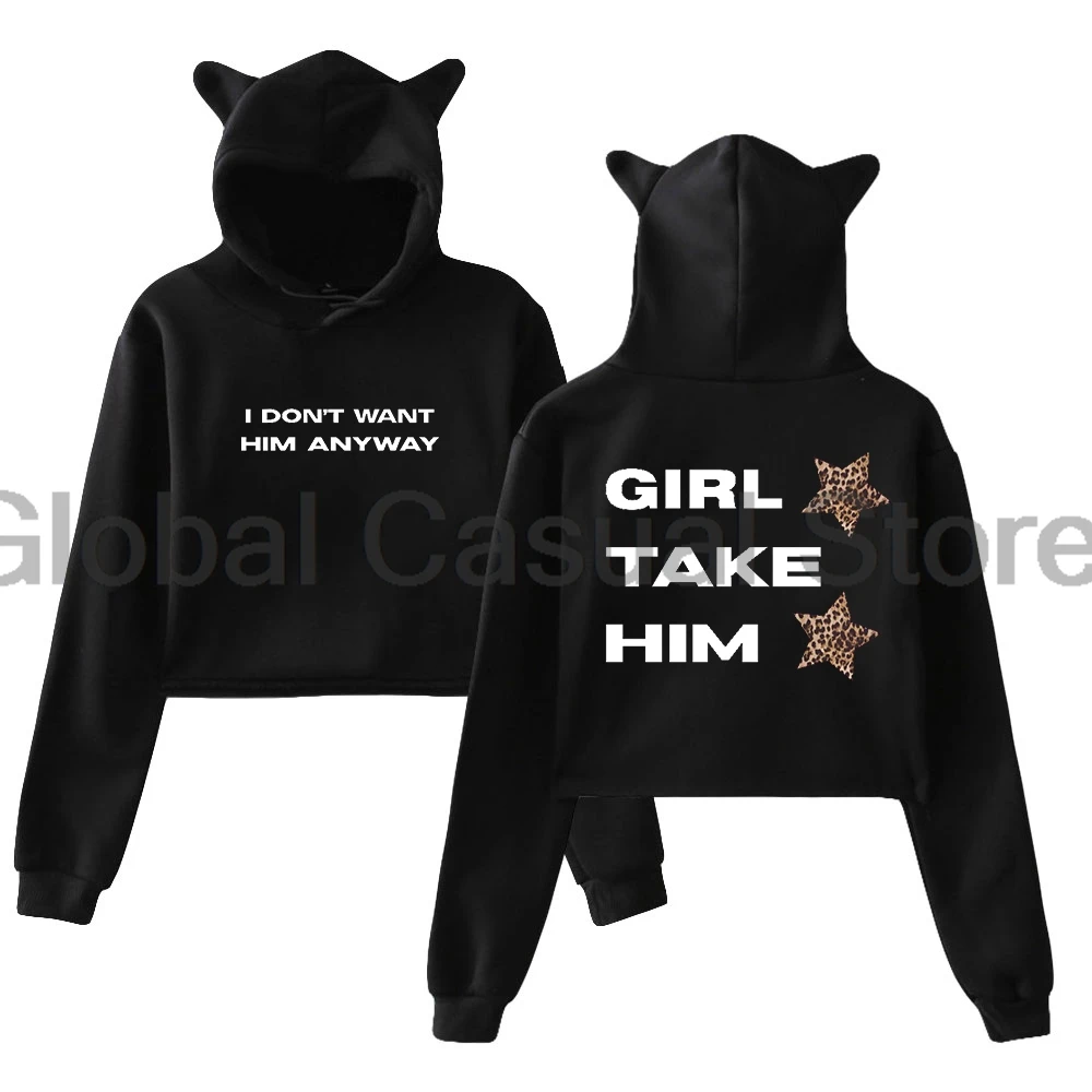 

Tate McRae Its Ok Im Ok Hoodie 2025 Miss Possessive Tour Cat Ears Hooded Sweatshirts Long Sleeve Crop Top Women's Clothes
