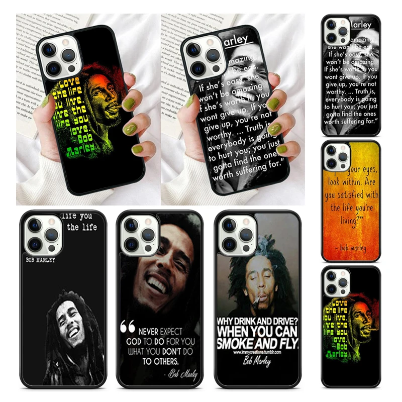 Bob Marleys Quotes Rasta Reggae Phone Case Cover for iPhone 16 15 SE2020 13 14 11 12 Pro Max 6 7 8 Plus  coque fundas Shell