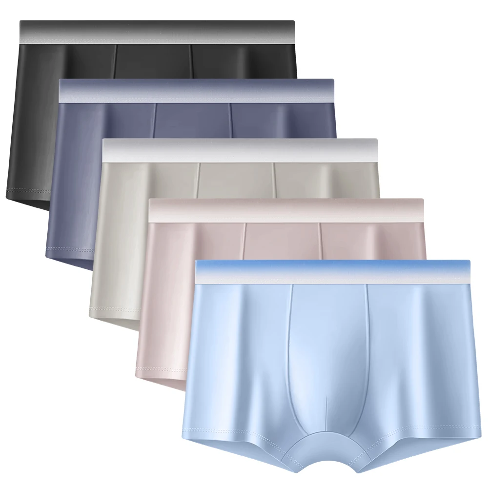 5 Pack Plus Size Men's Cotton Boxers Wide Gradient Waist 10A Antibacterial Breathable Underwear