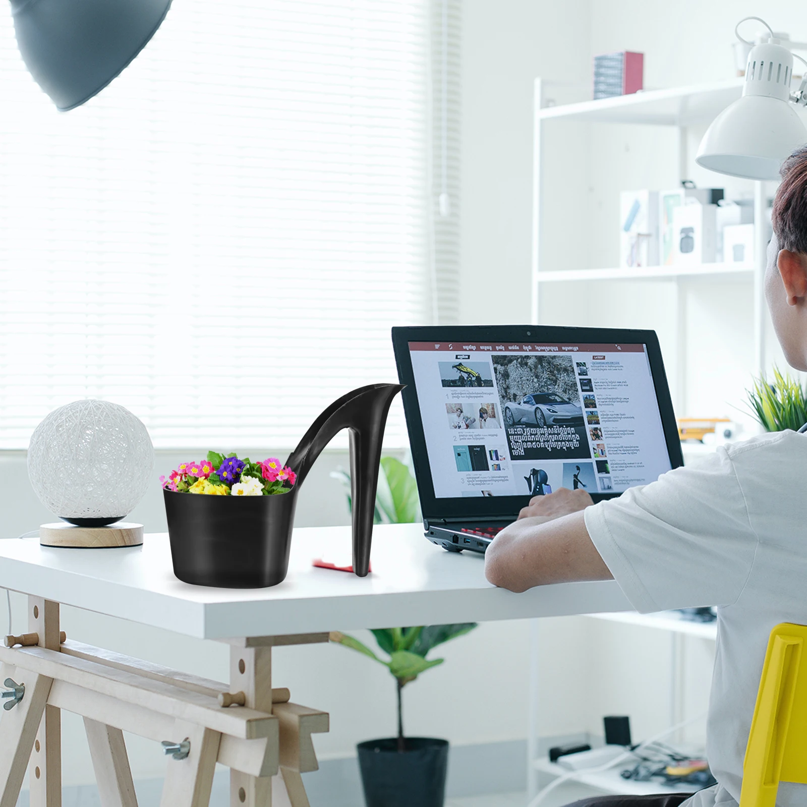 

2Pcs High Heel Plastic Planters Decorative Flower Pots for Small Plants Succulents Indoor Outdoor Balcony Garden Planting Pots