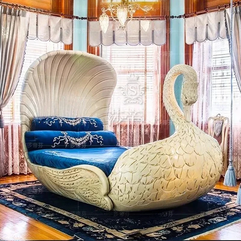 Chinese Style Bedroom Bed King Size Double Tatami Soft Design Comfortable Bed Fashion Cama Solteiro Library Furnit