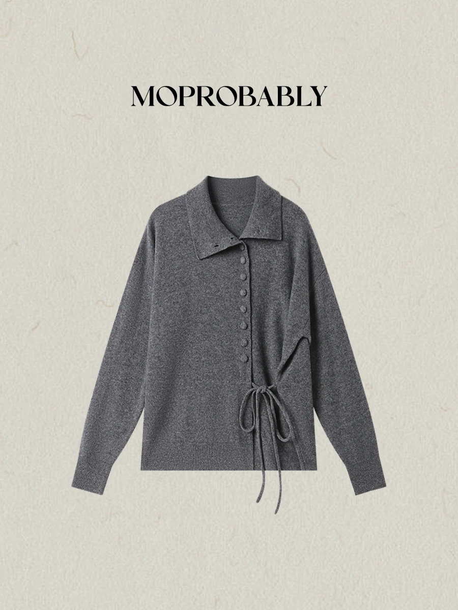 

Вязаный шерстяной кардиган Moprobably: повседневный модный женский кардиган с длинными рукавами на пуговицах, осенний сезон, стандартный крой