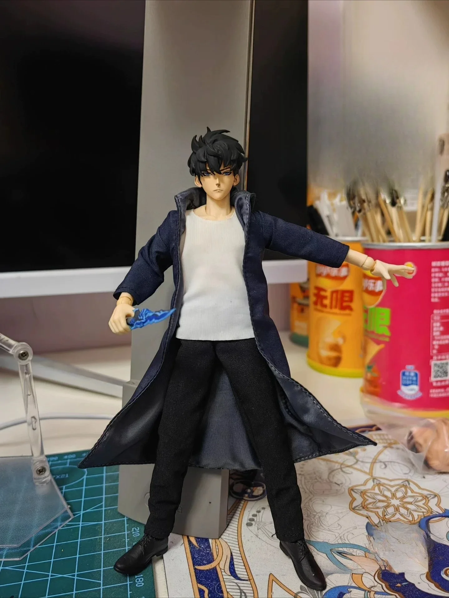 Solo Nivelación Figura de acción articulada personalizada a escala 1/12 - Sung Jin - Woo Muñeca de juguete coleccionable