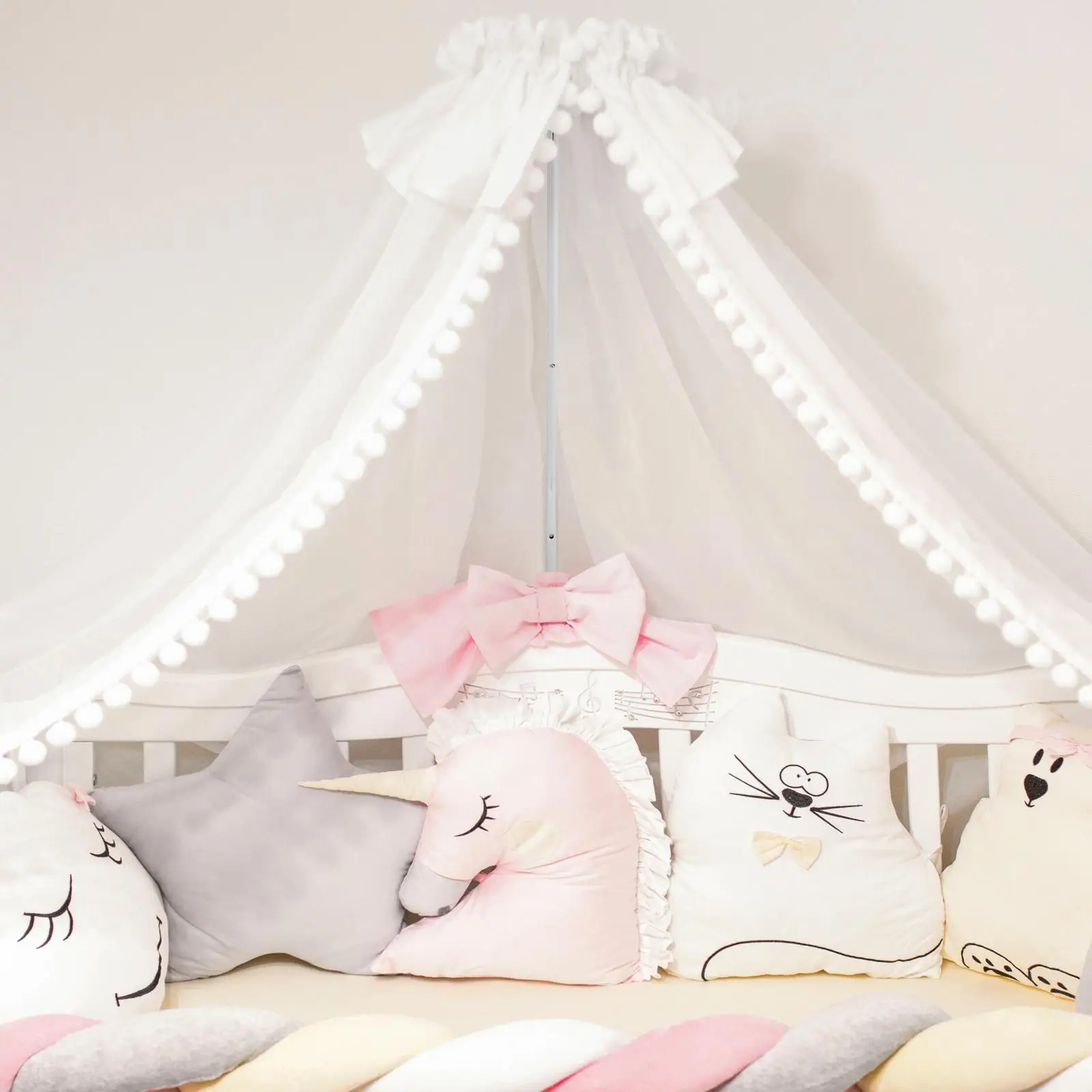 1 مجموعة ناموسية حامل سرير المظلة حامل معدني قوس صالح لحمالات سرير قوية تحمل مادة الصلب آمنة الطفل #6