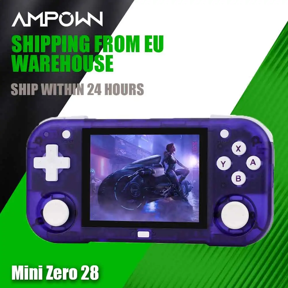 Ampown Mini Zero 28, Emulador Retro Portátil con Doble Sistema Operativo, Pantalla IPS OCA de 2.8'', A133P, Android, Linux, WiFi 2.4G, 2900mAh, 64GB, ERO28, Regalo