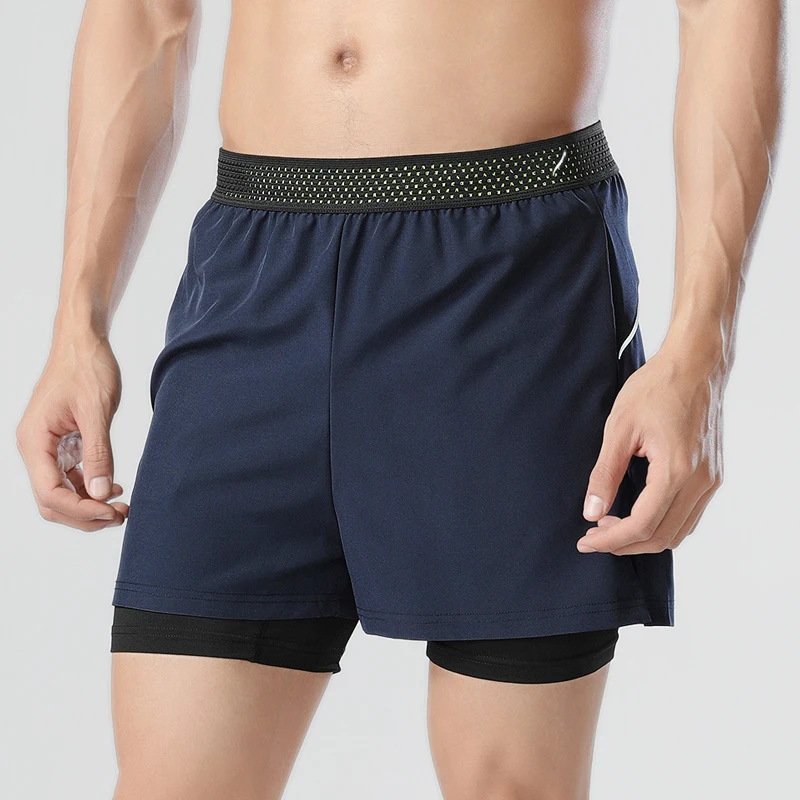 Men Sport Shorts Running Training Marathon 2 In 1 Double Lay Breathable Gym Stretch Fitness Competition Athletic Jogger Shorts