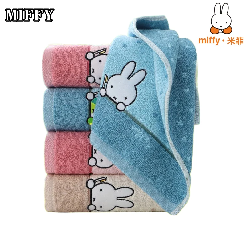 Image of Miffy Reine Baumwolle Waschbare Gesichtstücher für Männer und Frauen Niedliche Anime Kreative Stickerei Verdickte Weiche Saugfähige Handtücher