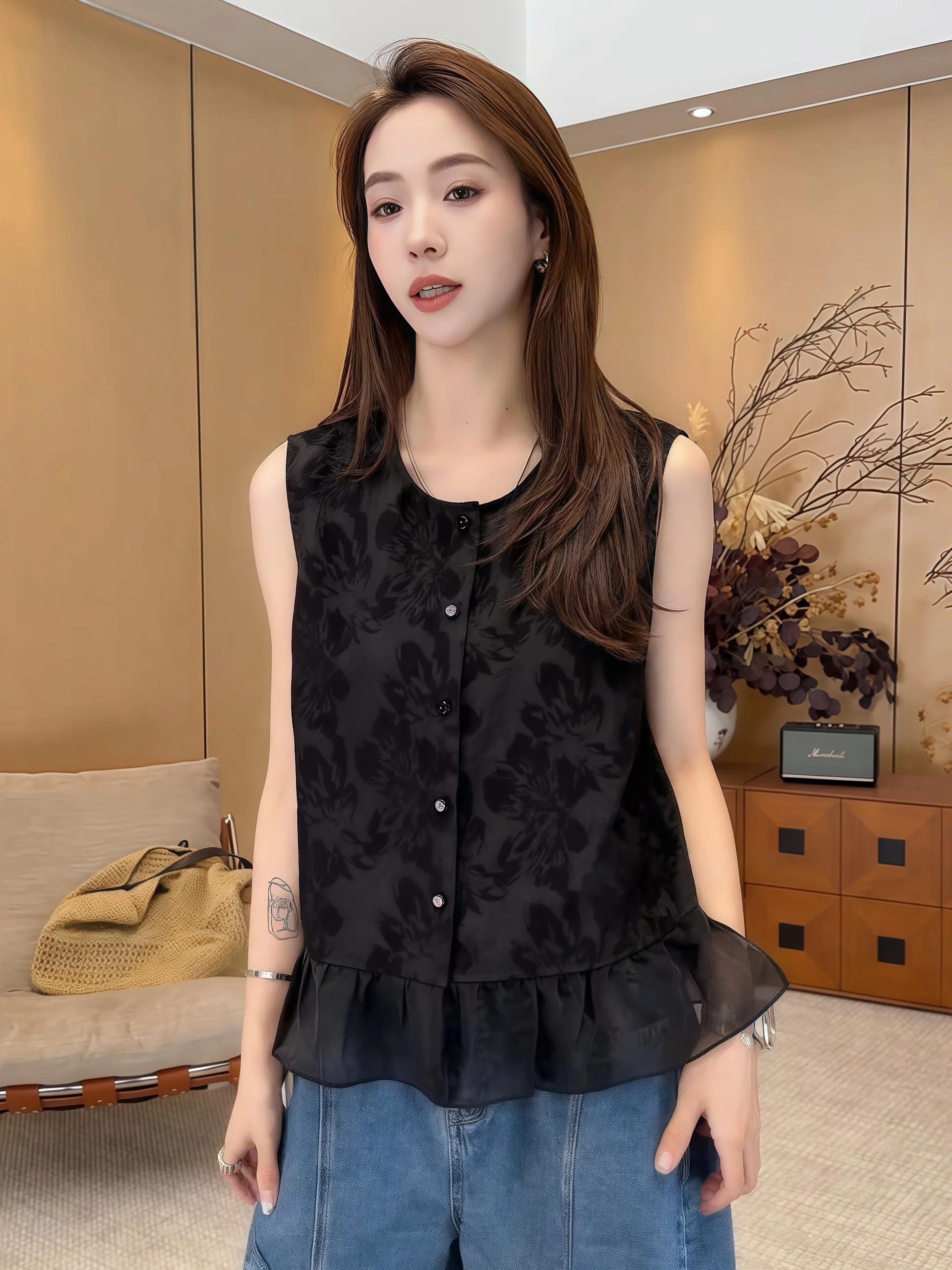 

Лето 2023, корейский Sle, модный круглый женский топ Ne Svel, свободный утягивающий кружевной топ, модный топ для поездок на работу