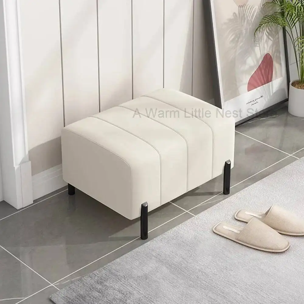Italian White Pedicure Stools Black Mental Legs Lounge Dining Room Rectangle Foot Rest Stools Toughage Floor Tabure Home Decor