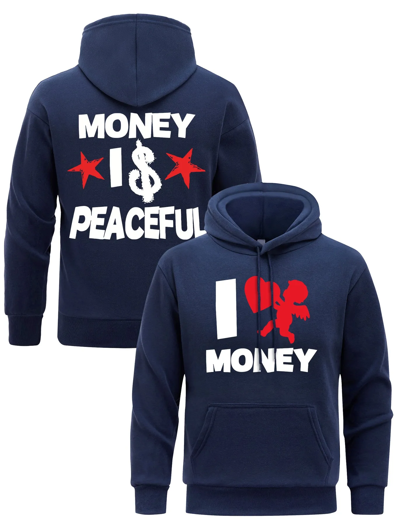 Angels Love Money Hooded Man Money Is Peaceful Hoody Original Design Men Hoodies Soft Fleece Spring Autumn Clothes