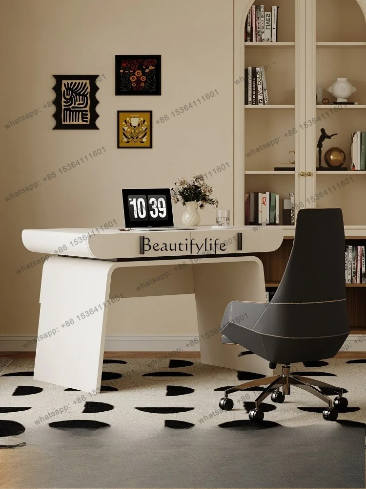 LX French Cream Style 1.2 Meters Desk Light Luxury Advanced Inductive Computer Desk