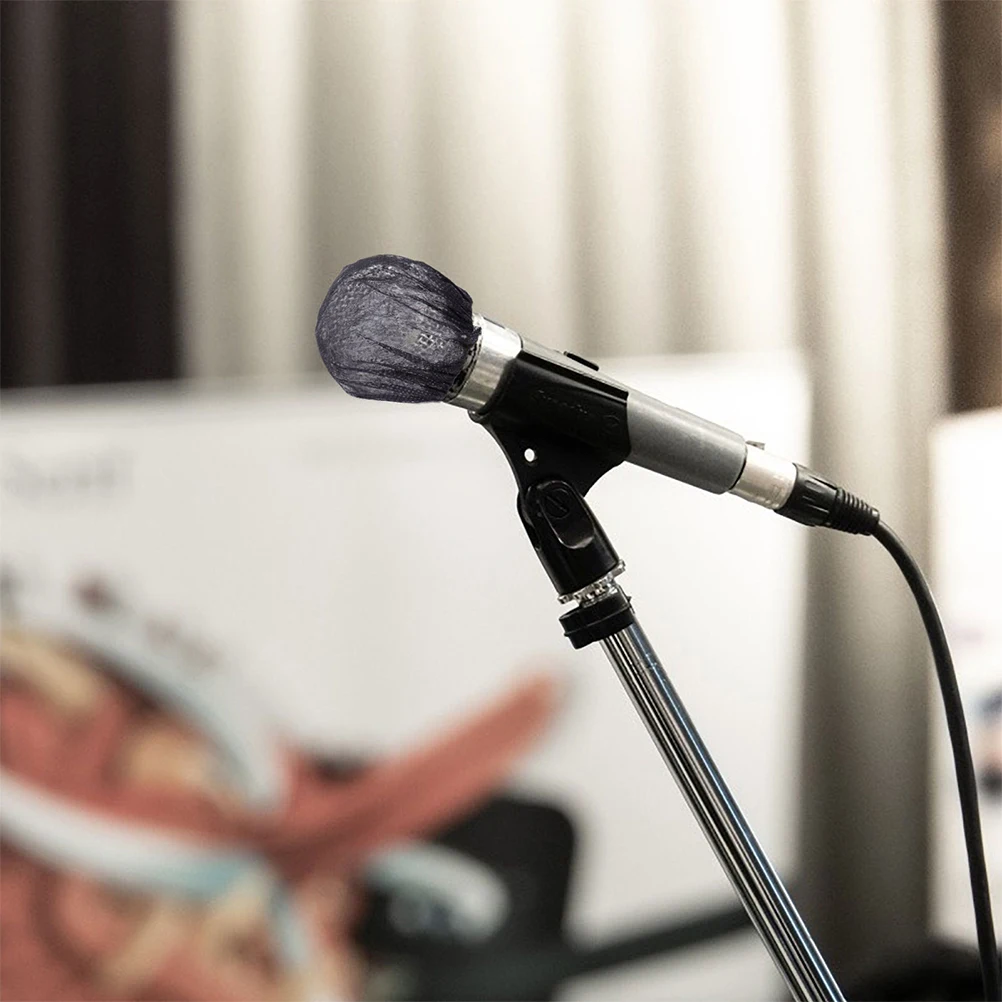 

50pcs Nonwoven Mic Windscreen Covers Disposable Microphone Caps Protective Shields For Singing Speech Recording Lightweight Wind