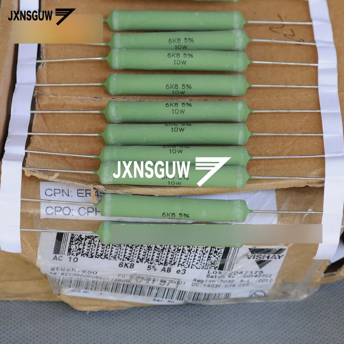 10PCS VISHAY DALE AC-10 5% 10W6.8K 9x44MM High power wire wound resistors 10W 6.8K resistance AC10 6K8 6800Ω free shipping