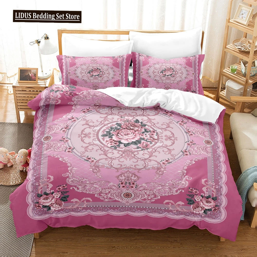 Flower Duvet Cover Set Colourful Flower 3D Print King Queen Full Size Polyester Comforter Cover With Pillowcases For Girl Kid