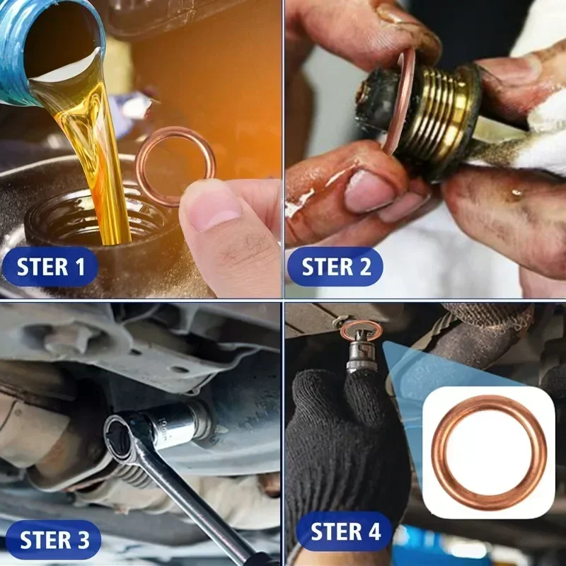 2cm Aluminum Copper Car Oil Pan Drain Plug Gaskets Replaceable Gasket Drainage Bolt Pad Surpport Security Device Accessories