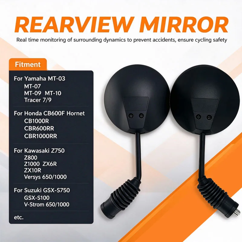 Universal 10mm Side Mirror M10 Motorbike E-bike Scooter Rearview Mirrors For Honda Rebel300/500 CB1000R Motorcycle Accessories