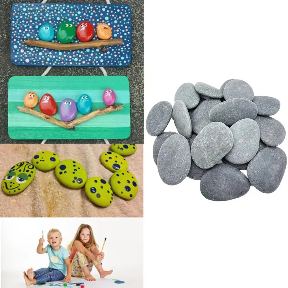 Smooth Painting Rocks Colored Drawing Non-Porous Smooth Flat Stones 7-10Cm Grayish-Black Tones Natural River Rocks