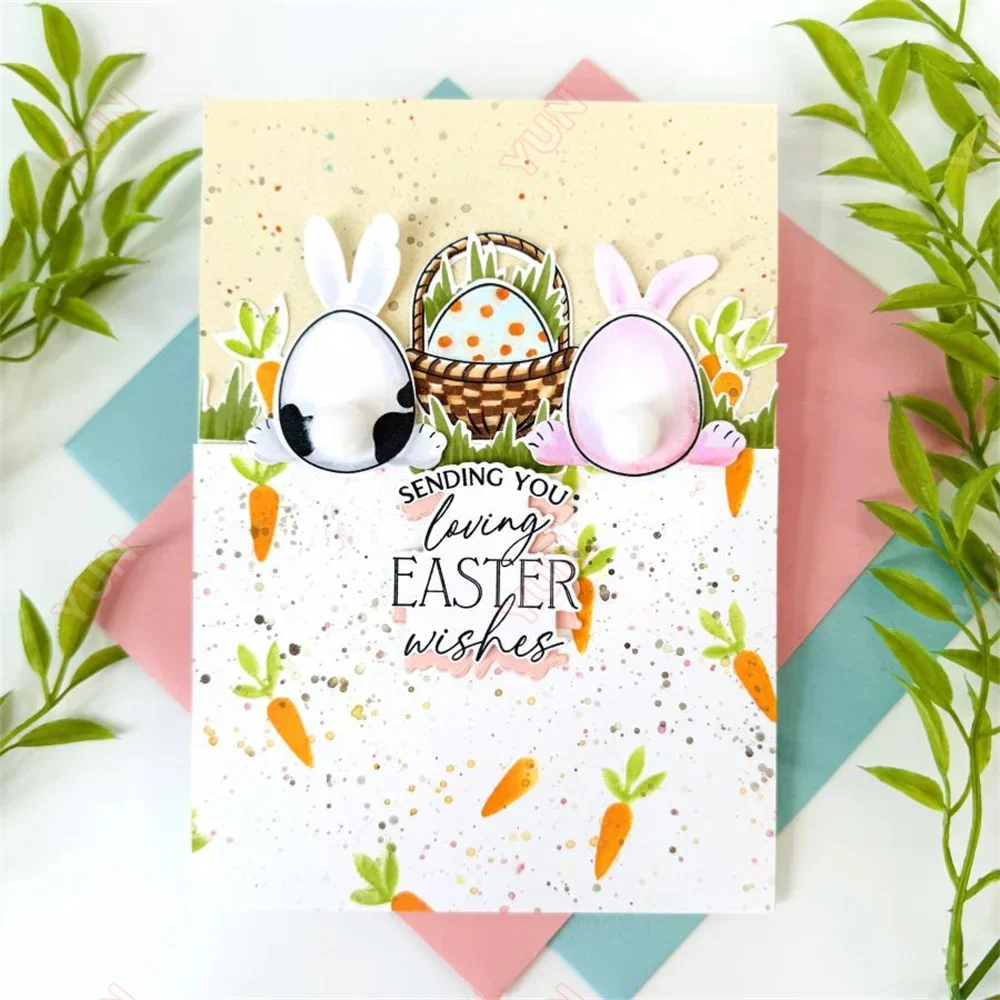 February Easter Buddies Metal Cutting Dies Stamps Stencil Hot Foil Plate Scrapbook Diary Decoration Delightful Bunnies Branches