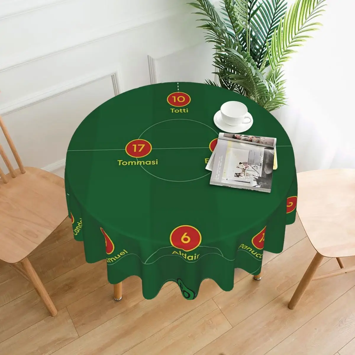 AS Roma CM 0102 Toalha de mesa redonda à prova d'água de equipe completa Toalha de mesa à prova de óleo para eventos de cozinha Capa de mesa de jantar de 60 polegadas