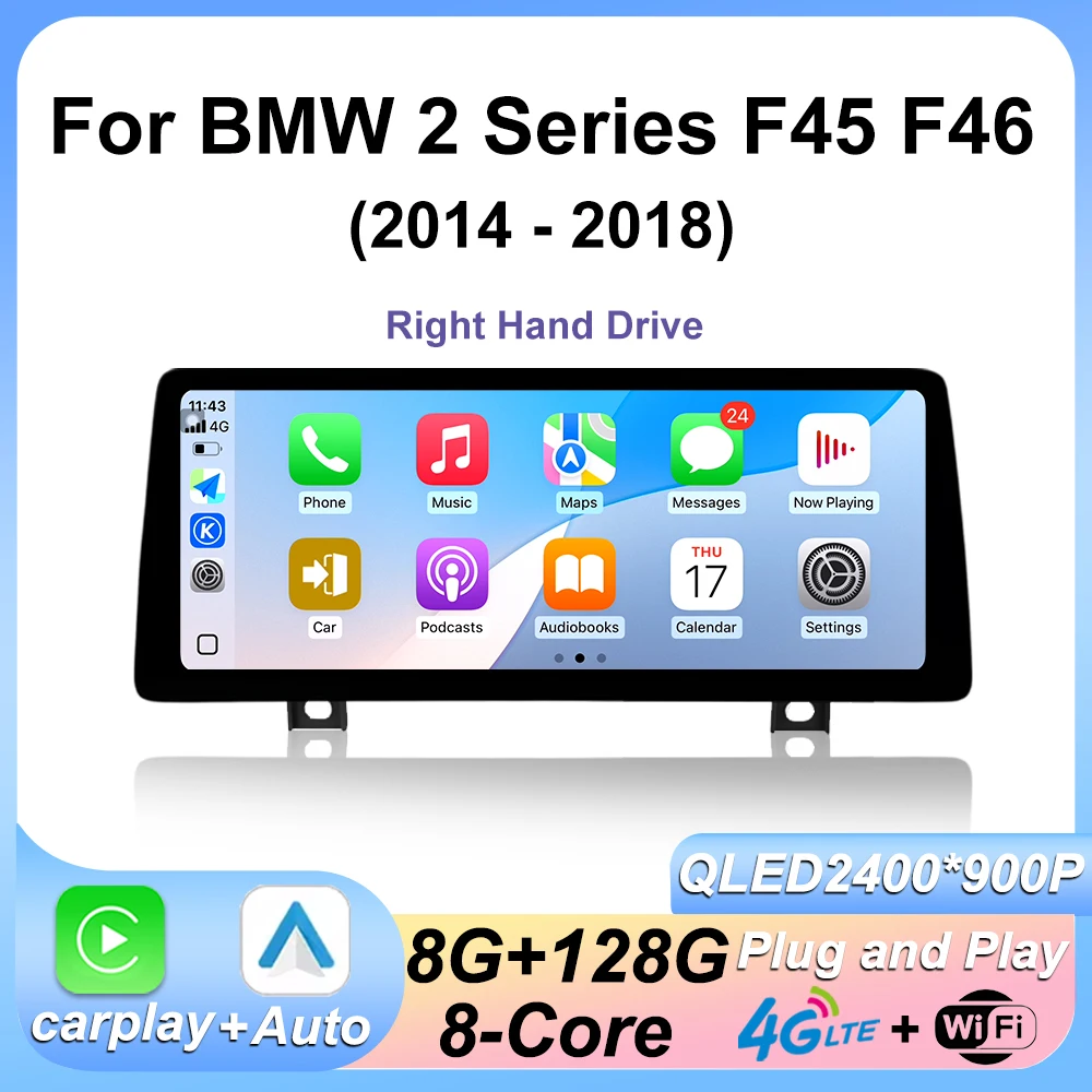 CarPlay For BMW 2 Series F45 F46 2014-2018 NBT EVO Right Hand Drive Android Auto Radio Multimedia Player Navi Stereo DSP 4G WiFi