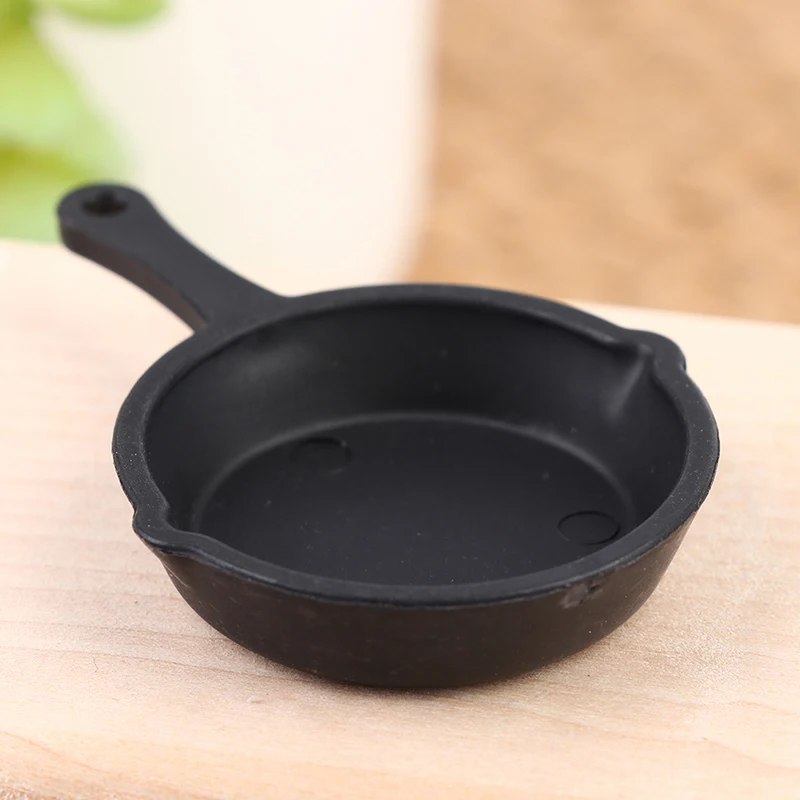 2Pcs/set Dollhouse Miniature Frying Pan Model 1:12 Mini Simulation Kitchen Utensil Pans Doll House Decor Accessories