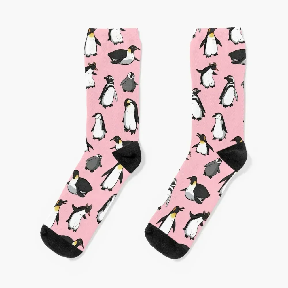 Cute Penguin Pattern (Pink Variant) Socks christmass gift soccer anti-slip hockey hiphop Man Socks Women's