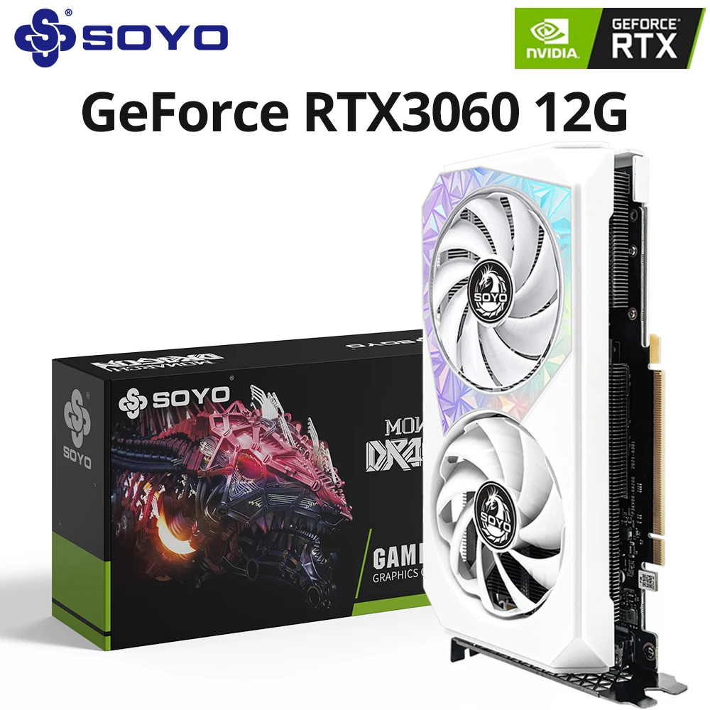 

SOYO новая видеокарта NVIDIA GeForce RTX3060 12G GDDR6 видеопамять 192 бит HDMI-совместимая игровая карта DP для игрового компьютера H