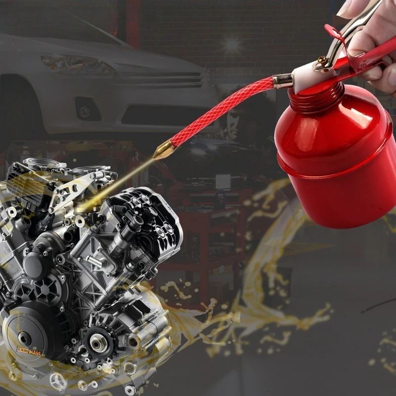High Pressure Handheld Oil Can, 200/500ml Pump Oiler with Flexible Spout for Lubrication, Greasing, Automotive Repair