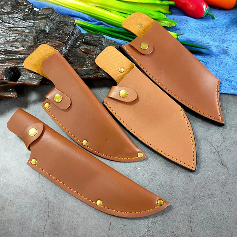 1pcs Knife Cover Chef Butcher Kitchen Tools Full Tang Handle Leather Knife Sheath