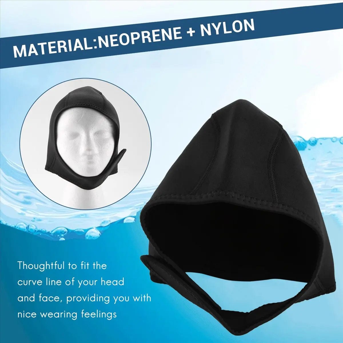 

ABJV 2-х шт. неопреновый капюшон для дайвинга, термогидрокостюм, шапочка с капюшоном, шапочки для плавания с ремнями для подбородка, шапочка для серфинга, 2,5 мм, шапочка для дайвинга