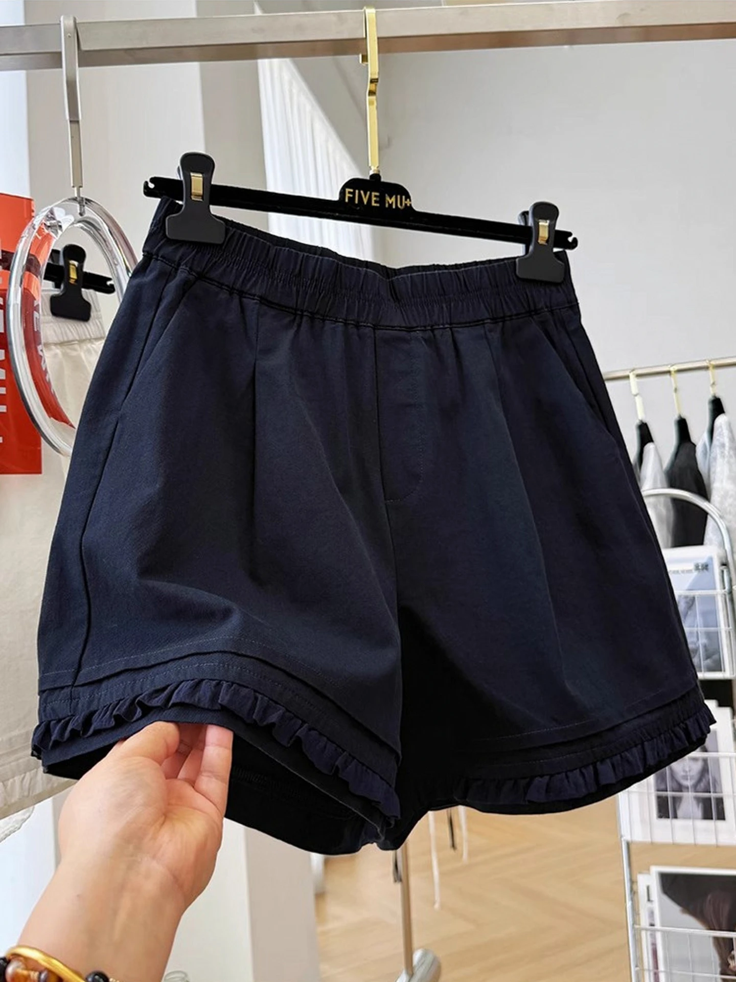 Casual Sporty Short Pants Women Summer Thin Large Size Flattering Loose Straight Leg Wide A-Line Hot Pants Wooden  Trim