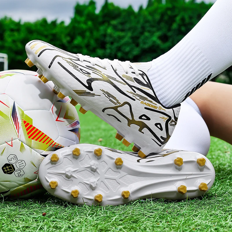 زوج من أحذية كرة القدم الجلدية للأطفال للفصول الأربعة مع مسامير طويلة، تتميز بقبضة قوية، مقاس 31-44، JH-999 #3