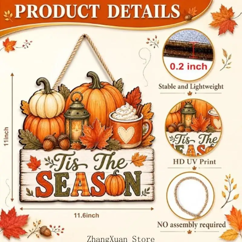 Fall Scarecrow Wooden Door Decoration Pumpkin Sign For Farmhouses Home 3XUFMöbel & Wohnen, Dekoration, Schilder & Tafeln! – Detail 6