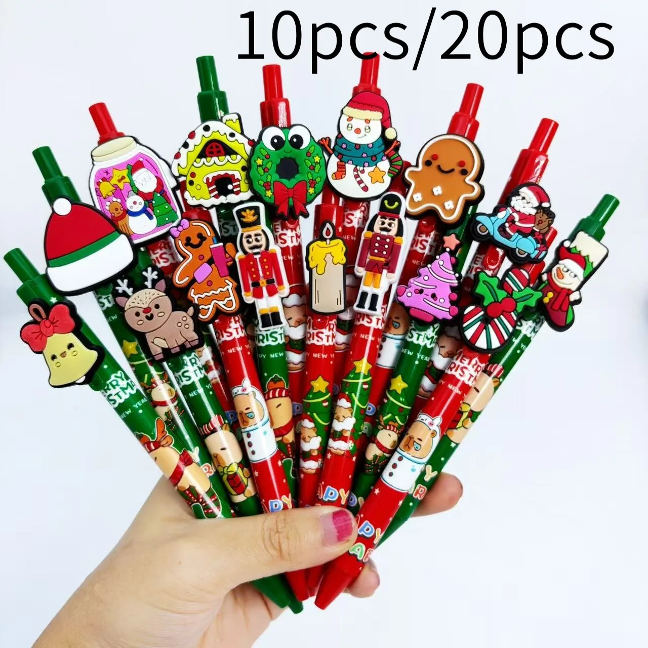 

10pcs/20pcs Creative Christmas Element Theme Ballpoint Pens Christmas Series Ballpoint Pens Student Writing Gift Pens