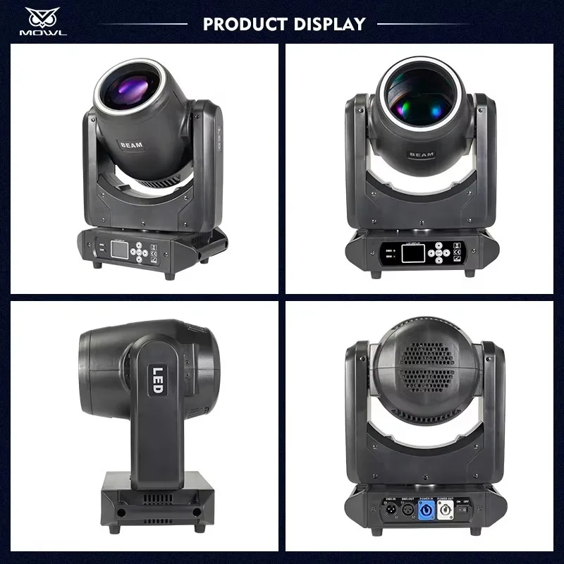 150W DMX512 LED Beam Moving Head Projection Light Halo Ring Built-in Effect for DJ Bar Show Stage Ambient Lighting